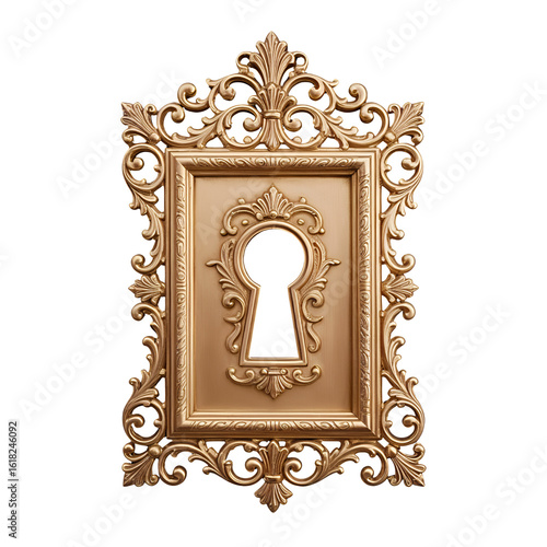 Ornate Gold Keyhole Frame on Deep Purple Background