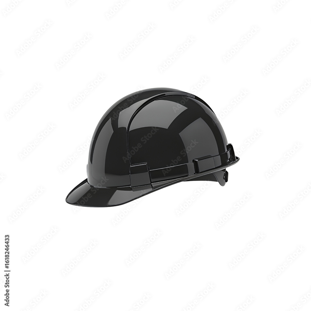 Fototapeta premium Floating Black Hard Hat on Light Gray Background