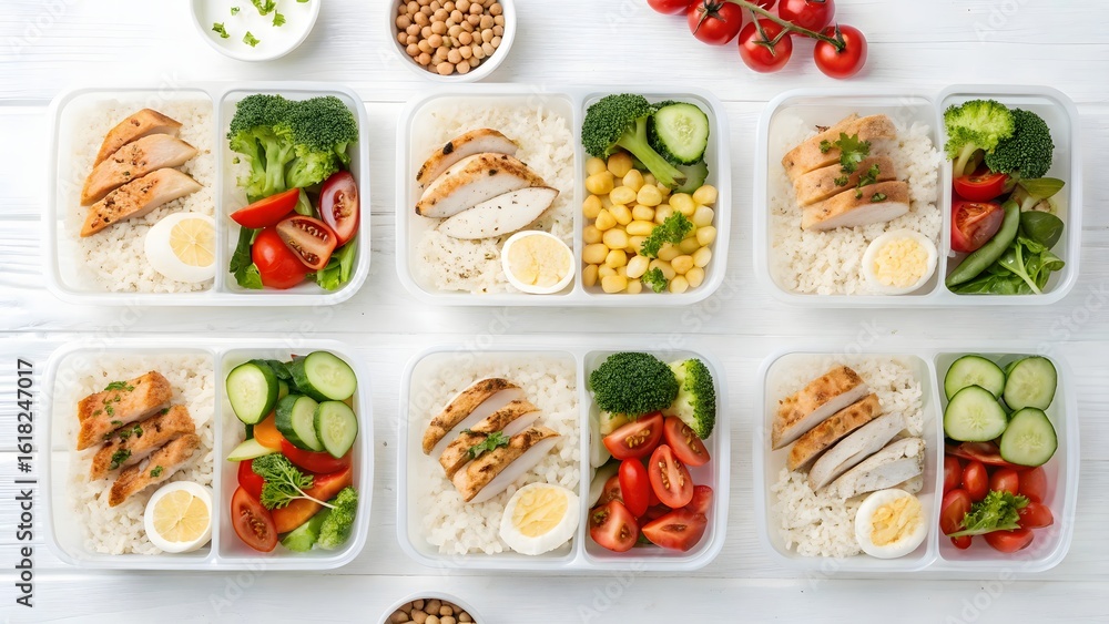 Weekly Meal Prep Balanced Chicken, Rice, and Vegetable Bowls, Healthy Food Containers Protein-Rich Meals for Fitness and Diet, Organized Lunch Boxes Convenient and Nutritious Prepared Dishes Weekly Meal Prep Balanced Chicken, Rice, and Vegetable Bowls, Healthy Food Containers Protein-Rich Meals for Fitness and Diet, Organized Lunch Boxes Convenient and Nutritious Prepared Dishes