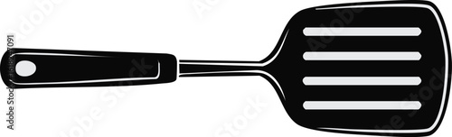 spatula stencil icon vector illustration.utensil, black, equipment, handle, metal, plastic, spatula, tool, cook, cooking, food, kitchen, graphic, flip, stencil, work, element, fork, fries, 
