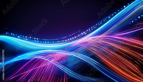 vibrant neon lines and dots abstract background