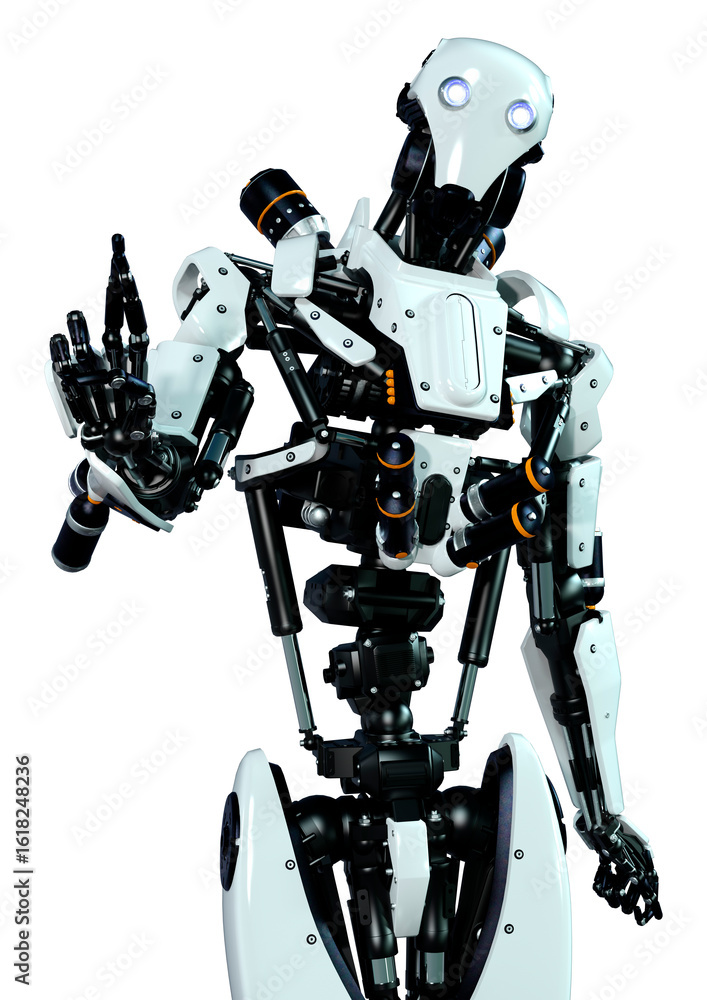 Fototapeta premium 3D Rendering Male Robot on White