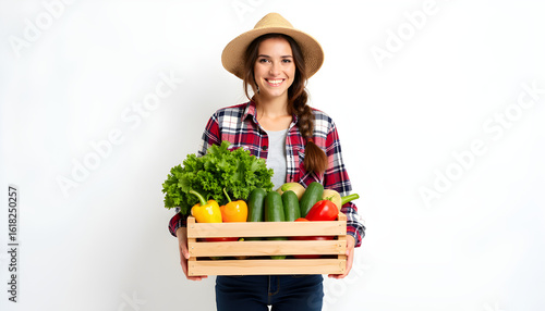 woman holding a basket full of vegetables