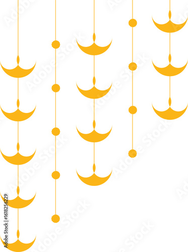 Orange decorative hanging diya festive element