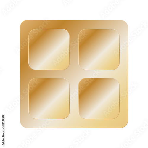 Golden Square Button with Four Recessed Sections