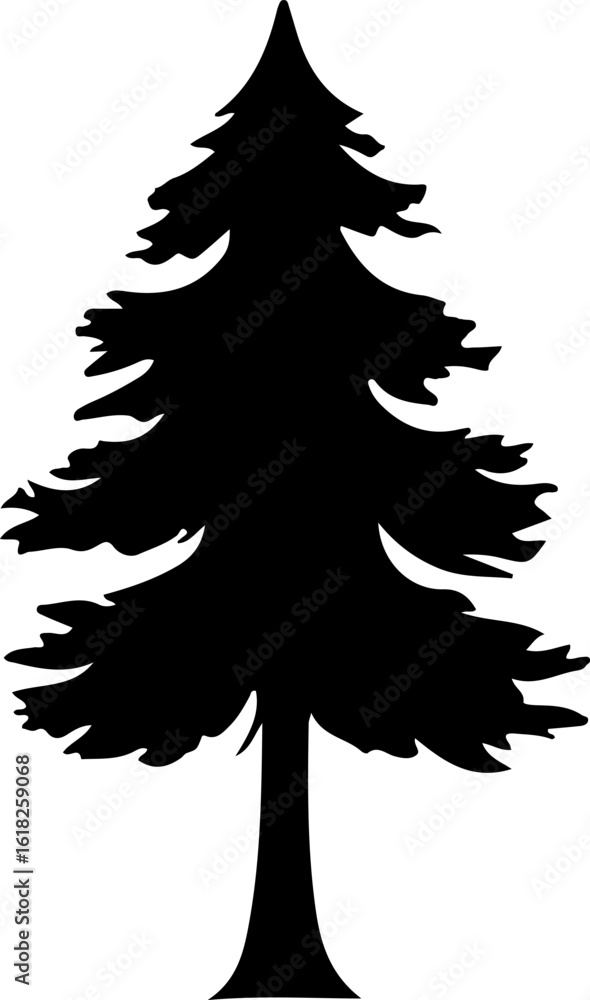 Fototapeta premium Tree Silhouette Vector Set, Forest Tree Silhouette Collection, Minimal Tree Silhouette Pack, Pine Tree Silhouette Vector Art, 