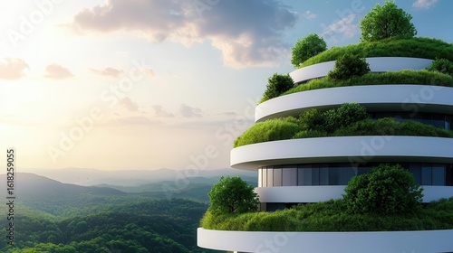 Hightech sustainable hotel with smart energy systems, redefining modern ecotourism