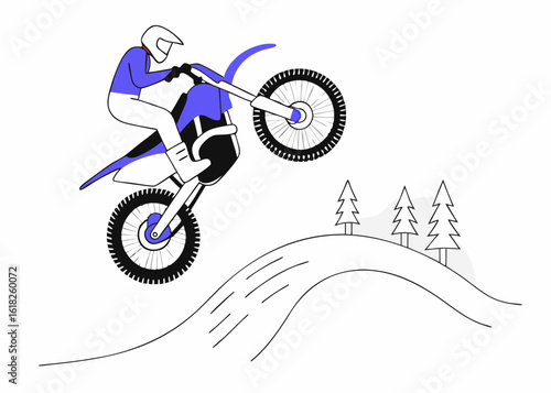 art Motocross Rider Dynamic Jump Sport Bike Extreme Action