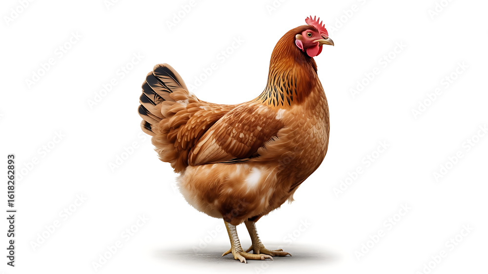 Fototapeta premium Brown hen isolated on white background