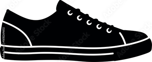 Black canvas sneaker silhouette icon