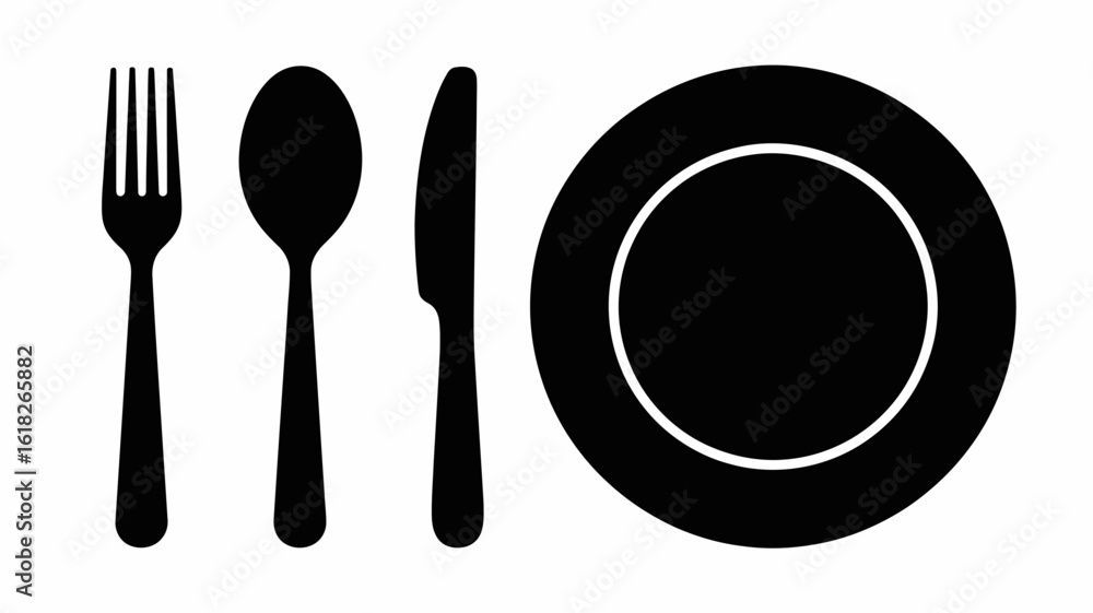spoon, fork and knife icon illustration spoon, fork and knife icon illustration