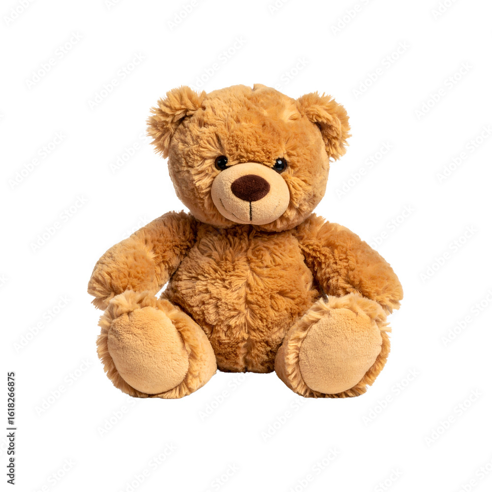 Obraz premium Soft brown teddy bear sitting upright Png , against a studio shot