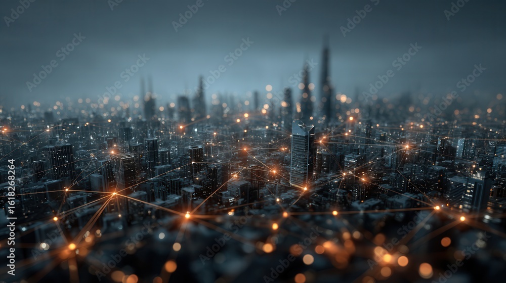 Fototapeta premium Futuristic cityscape night view