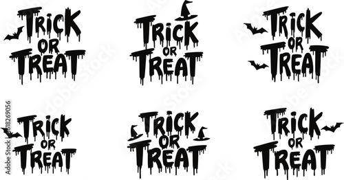 trick or treat typography vector design 
