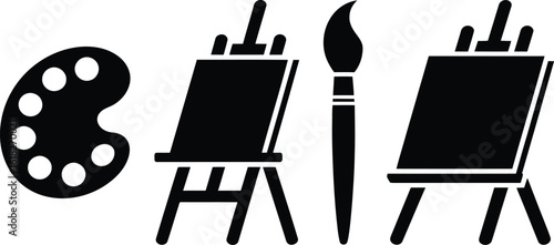 artist easel with brushes set 