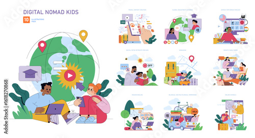 Digital Nomad Kids Illustrations of Global Learning
