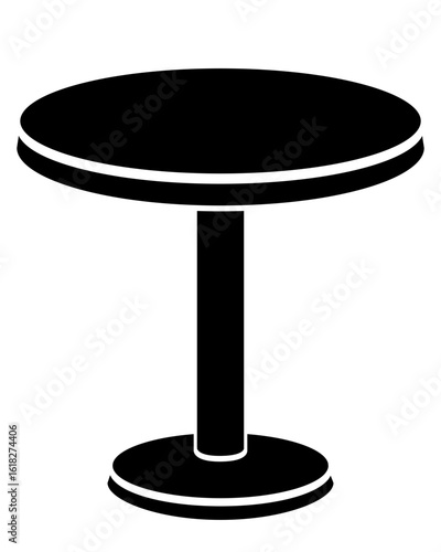 Round table cafe furniture stencil - vector silhouette image for logo, pictogram or sign. Leisure furniture round table for stencil.