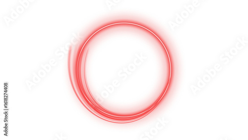 Red Light Twirl. Half Curve red ring light effect. Abstract luxury red light vector flare semicircle and spark light effect. Glowing red circle  isolated cutout