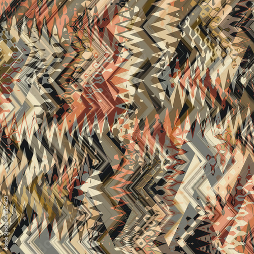 Vintage texture geometric pattern background. African ethnic zigzag motifs. carpet, fabric, textile, wallpaper, template, silk scarf, shawl, hijab, marble, fashion art