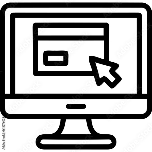 Computer screen displaying a credit card with a cursor pointing at it, representing online payment or e-commerce.