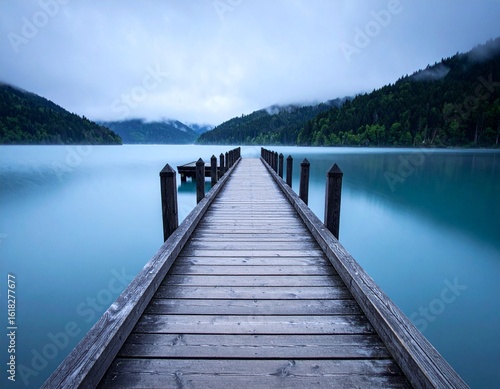 Wallpaper Mural serene scene of dock in lake, tranquil	 Torontodigital.ca