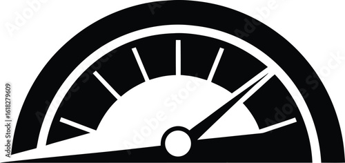 Speedometer icon, dashboard gauge silhouette, vehicle meter graphic, analog dial vector, car speed symbol
