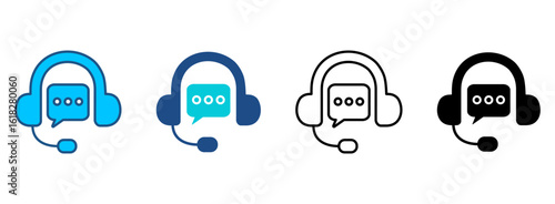 Customer Service Icon Set With Multiple Styles. Vector Illustration