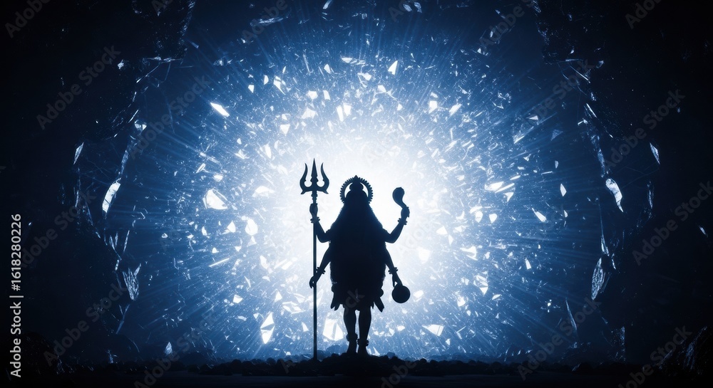 Fototapeta premium Divine entity silhouette against radiant ethereal backdrop invoking mystical energies and