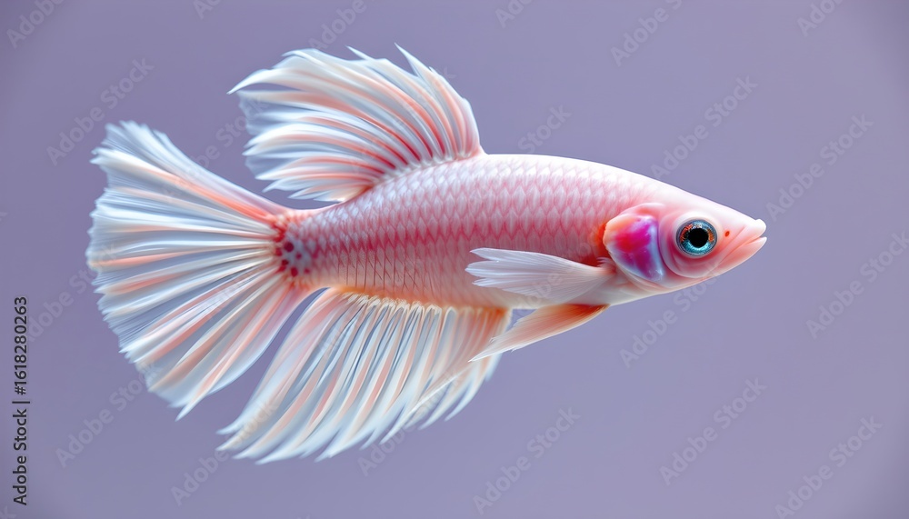Fototapeta premium Vivid Aquarium Pink Fish with Orange Fins and Blue Eye