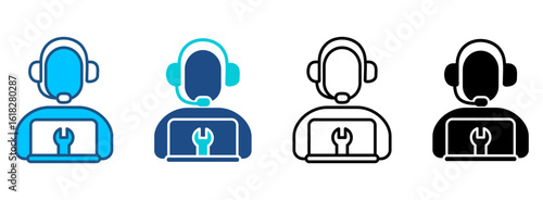 Client Support Icon Set With Multiple Styles. Vector Illustration