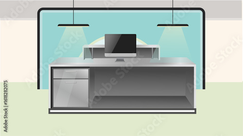 Office Reception Area with Modern Desk