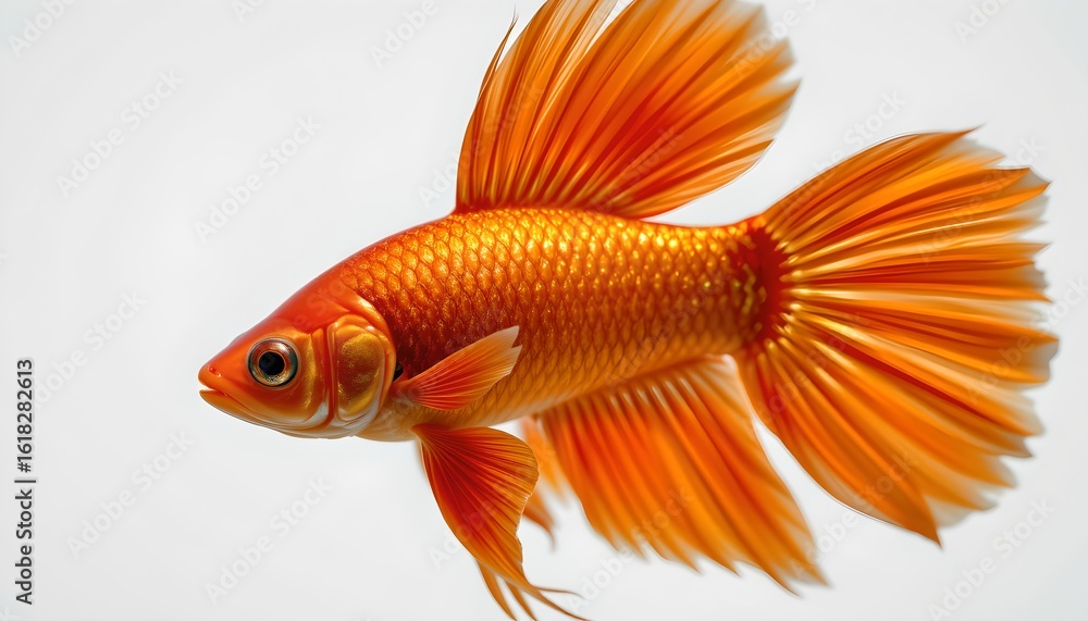 Fototapeta premium Goldfish Swimming Water Against White Background