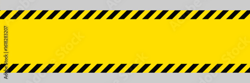 Yellow Warning Banner with Black Diagonal Stripes – Caution Background