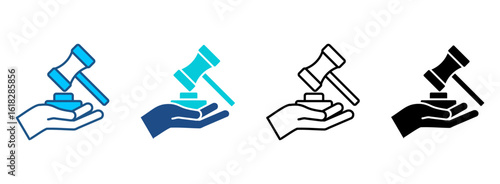 Auction Icon Set With Multiple Styles. Vector Illustration