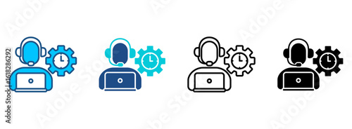 System Administrator Icon Set With Multiple Styles. Vector Illustration