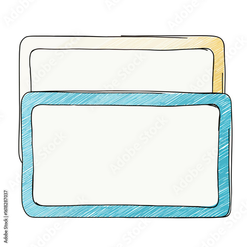 A hand-drawn illustration of an open business card holder with blank cards, a perfect template for corporate branding, contact information, and networking graphics.
