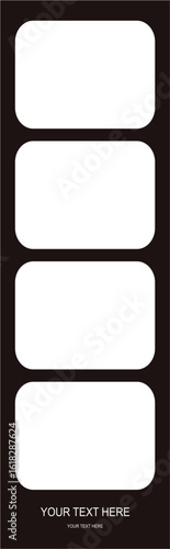 Black Photo Strip Frame with Four Slots – Vector Template