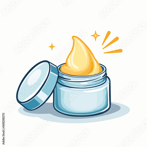 Open jar of calming skin balm presents its creamy texture, ideal for skincare. Open jar showcases soothing components for a relaxing skincare routine.
