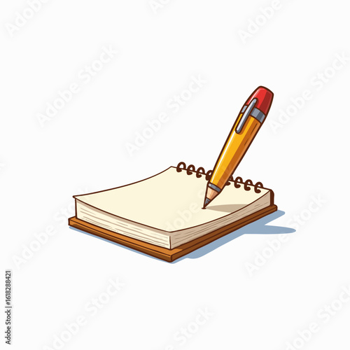 Company notepad with pen ready for writing, perfect for taking notes at business meetings and conferences. Company notepad stationery is an essential tool for professionals,