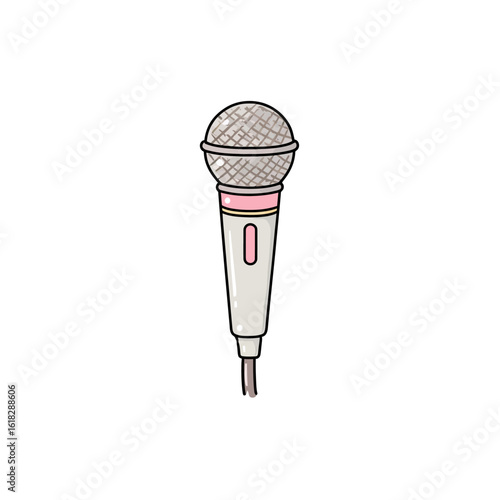 A minimalist hand-drawn illustration of a modern handheld microphone, a simple and clean graphic for karaoke night flyers, interview concepts, or event hosting.
