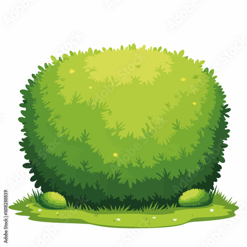 Pruned hedge forms perfect round bush with carefully clipped twigs, creating whimsical garden element. Pruned hedge with vibrant green leaves and meticulous shape offers natural sculpture.