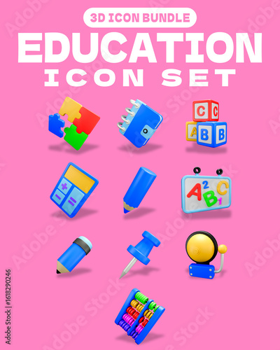 3D Icon Bundle Education Icon Set
