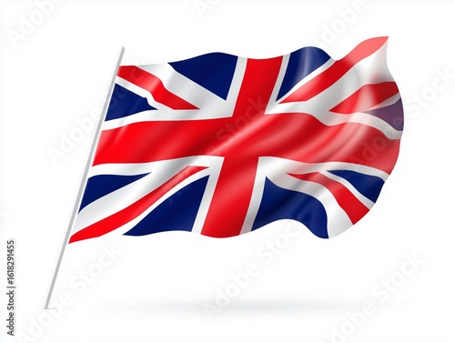 United Kingdom UK flag waving isolated on white transparent background