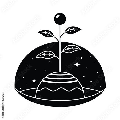 Sci Fi Tea Plant Growing on Mars