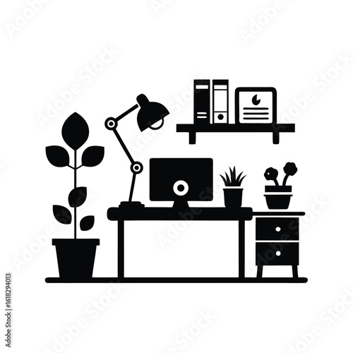Home Office Icon: Remote Work & Business Workspace; Workspace Vector: Digital Nomad & Small Business Setup

