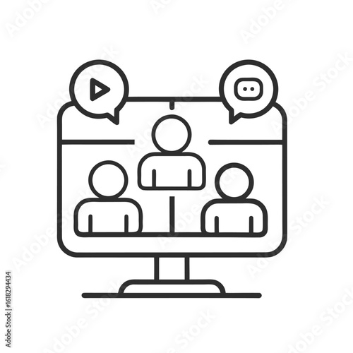 Video Conferencing Icon Online Communication & Virtual Meeting Vector