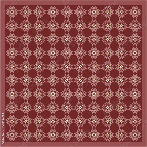 Seamless Ethnic Tribal Geometric Pattern in Warm Maroon and Beige Color with Traditional Star Motif for Textile Print, Luxury Wallpaper, and Ornamental Background Design