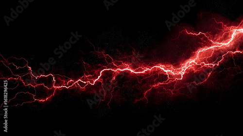Red lightning bolts striking across a dark sky.