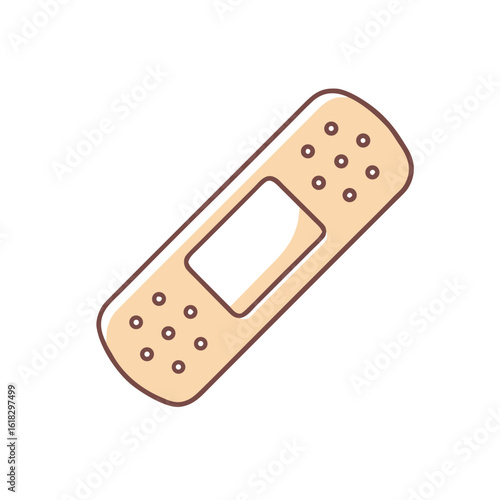 Simple beige bandage with brown outline and holes medical first