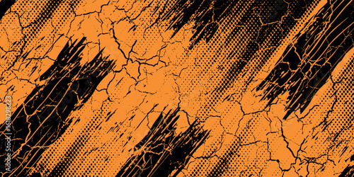 orange black brush Car sticker wrap pattern banner abstract sporty lines black orange color combination grunge brush modern pattern racing motorsport vector design.